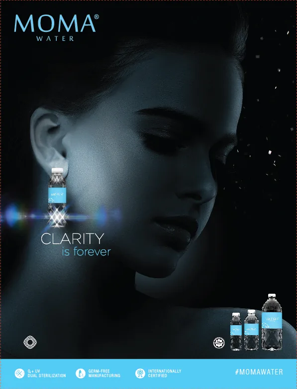 MOMA ad — Clarity is forever; the bottle as a diamond earring.