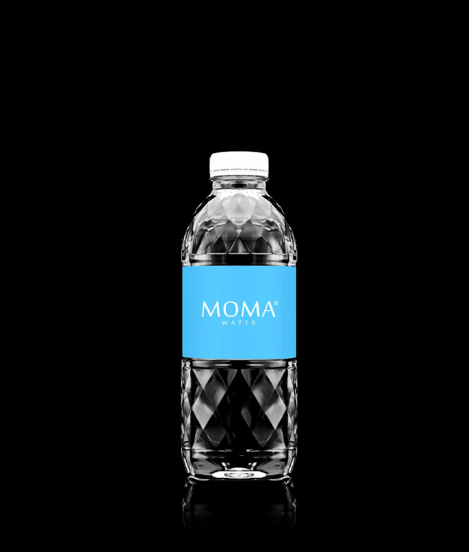 A MOMAwater bottle shining with purity.
