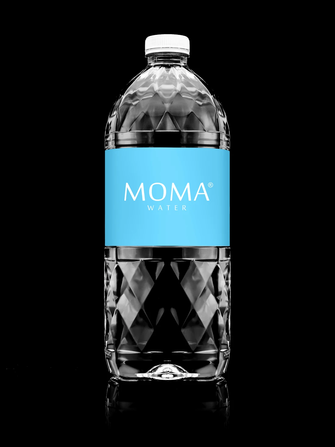 The MOMAwater 1500mL bottle on black.